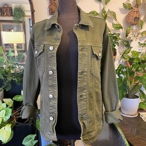 Unisex  Zara Olive Colored Denim Jacket